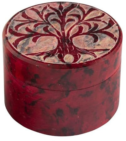 Unbekannt Baum des Lebens Speckstein Box rot rund 5cm