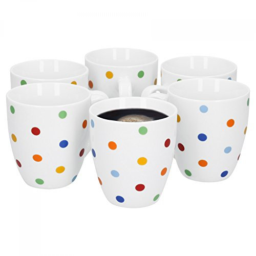 Van Well Porzellan 6er Geschirr-Set Serie Capri | weiß mit Dekor | Artikel wählbar, Service Serie Capri:Kaffeetasse 185ml
