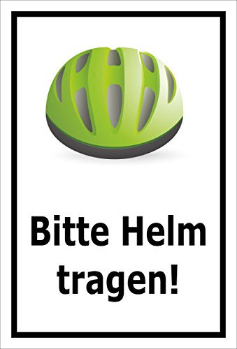 Melis-Folienwerkstatt Schild Bitte Helm tragen – 30x20 cm – 3mm Aluverbund – Bohrlöcher – mehrere Größen/Materialien