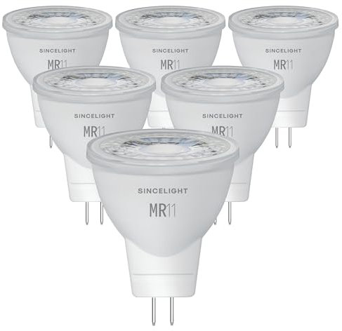 SINCELIGHT LED MR11 Reflektorlampe Ø35mm mit GU4-Sockel, 3W, 250 Lumen Ersetzt 25 Watt Halogenlampen, Farbwiedergabeindex RA≈92, Warmweiß 2700K, 38°Ausstrahlungswinkel, 6er-Pack