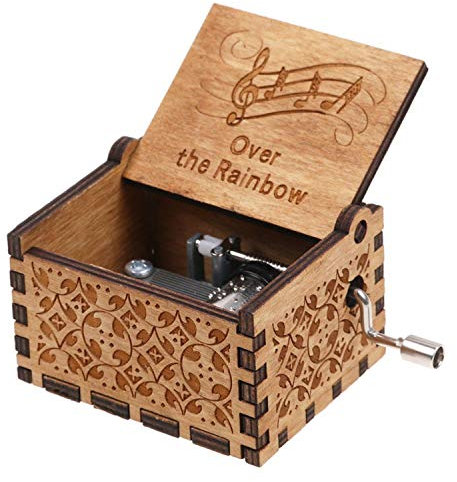 Spieluhr aus Holz, Handkurbel, Regenbogen-Spieluhr, klassisches Vintage-Holz, handgefertigt, über dem Regenbogen, tolles Geschenk für Kinder, Freunde (Over the Rainbow)