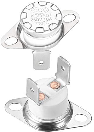 sourcing map KSD301 Thermostat 170 °C/338 °F 10A Normalerweise geschlossen N.C Einstellen der Schnappscheiben-Temperaturschalter 2 Stück