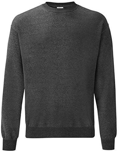 Fruit of the Loom Sweatshirt mit angesetzten Ärmeln, Größe:XL, Farbe:dunkelgrau meliert