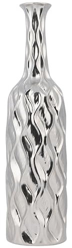 Längliche Vase in silbenfarbener Metall-Optik silbern Bassania