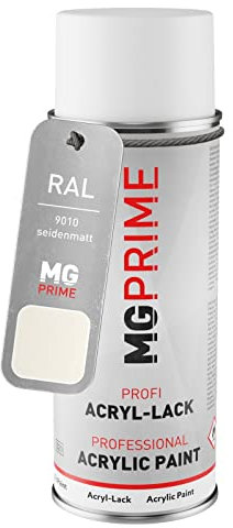 RAL 9010 Blanc pur/Pure white Bombe aérosol 400 ml mat satiné séchage rapide