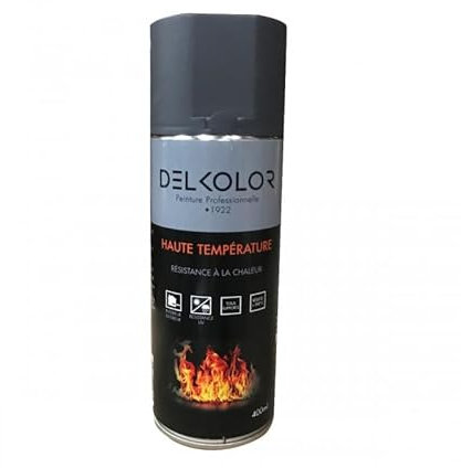 DELKOLOR - Delkolor Peinture Haute Température en Aérosol - 400ml - Couleur GRIS