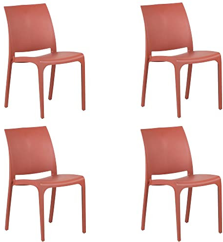 Totò Piccinni Sedia VOLGA in polipropilene design impilabile per esterno Made in Italy (4, Rosso)