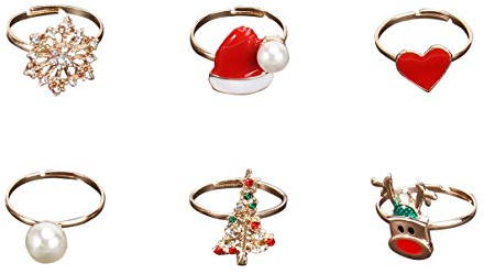 6 Stück Dekorative Fingerringe Weihnachts-fingerschmuck Aus Strapazierfähigem Legierungsmaterial