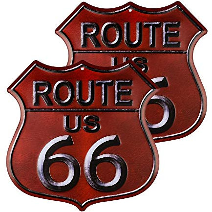 dojune - 2 Stück Rusty Highway Route 66 Metallschild Vintage Rusty Highway Man Cave Wall Decor
