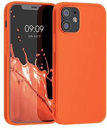 kwmobile Case Compatible with Apple iPhone 12 / iPhone 12 Pro Case - Soft Slim Protective TPU Silicone Cover - Neon Orange