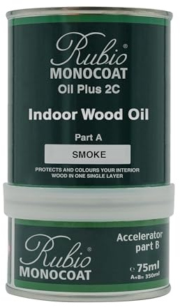 Rubio Monocoat Holzöl-Finish 14 m² - Smoke | Oil Plus 2C | Schnell trocknendes, umweltfreundliches Leinsamen-Holzöl für den Innenbereich, inkl. Beschleuniger (Teil B) | Protector | 350 ML
