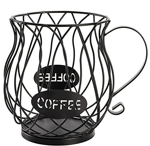 ZEAYEA Coffee Pod Holder, Coffee Capsule Basket for Counter Table Bar, Metal Espresso Pod Keeper Storage for Home Cafe Hotel, Black