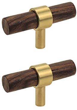 Semetall 2 pomos de madera de nogal negro, manijas de madera de cocina modernas, herrajes para muebles, pomos de cajón de 2.36 pulgadas