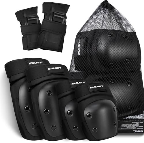 Equipo de Protección Adulto Adolescentes Rodilleras Set Coderas Protectores Muñequeras 6 en 1 Set de Protección para Patinaje Bicicleta Skate Esqui Protecciones Patines Kit de protección Scooter