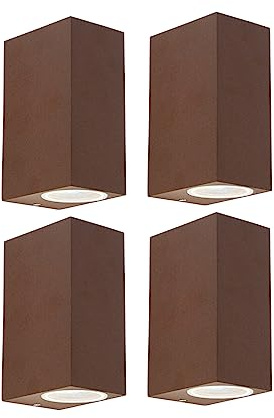 Qazqa Industrie außen Up and Down Wandleuchte, Außenlampe, Wandlampe für den Garten - Baleno - Rostbraun, Landhausstil, max. 35W, Geeignet für LED, 6.5cm, IP44, Rechteckig, 2-flammig