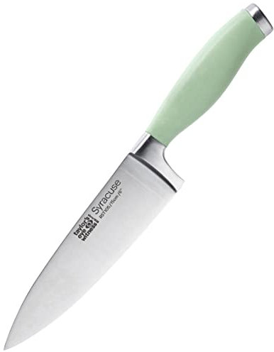 Taylors Eye Witness Stainless Steel 15cm/6 Chefs Knife Lichen Syracuse Collection, Ultra Fine Cutting Edge, Razor Sharp Blade. Soft Textured Grip with Muted Green Rubberised Handle
