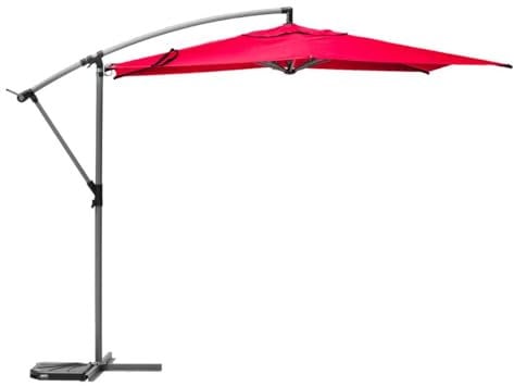 Hespéride - Sombrilla Colgante Redonda Manoa Rojo Granate & Gris Grafito - 3 m