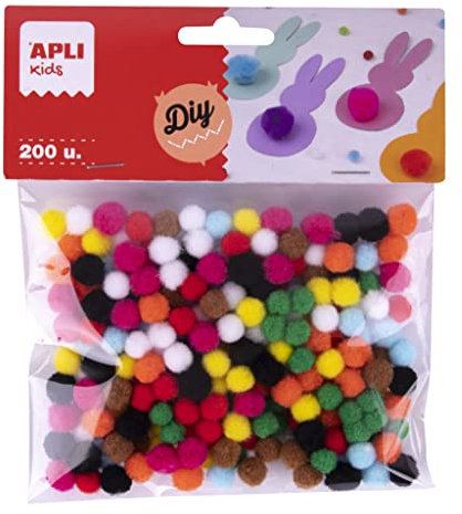 APLI Kids 18968 Mini-Pompons Ø 8 mm in verschiedenen Farben, 200 Stück