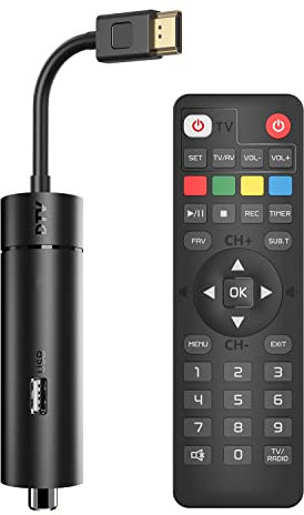 DCOLOR Decoder DVB-T2/C Mini HDMI Stick,Decoder Digitale Terrestre 2024 Invisibile TV Uscita 1080p Supporta HEVC H.265 10Bit Dolby Audio/PVR Recorder [Telecomando Programmabile 2 in 1] per HD TV
