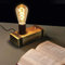 GBLY 2x Vintage Tischlampe Holz Tischleuchte Retro Nachttischlampe E27 Industrial Nachttischleuchte 20CM Nachtlampe mit Stecker für Schlafzimmer Wohnzimmer Arbeitszimmer - Ohne Leuchtmittel