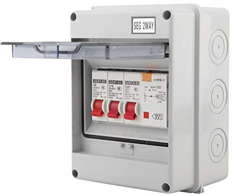 Unité Consommateur 2 Voies Garage Caravane Unité Consommateur 40A 30mA RCD 2MCB 6A+16A IP65 Étanche