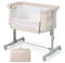 GOPLUS 3 in 1 Babywiege, tragbares Beistellbett mit Wiegemodus, abnehmbare Matratze, höhenverstellbar, Taschen & feststellbare Räder, Reisebett für Neugeborene mit Tragetasche (Beige)