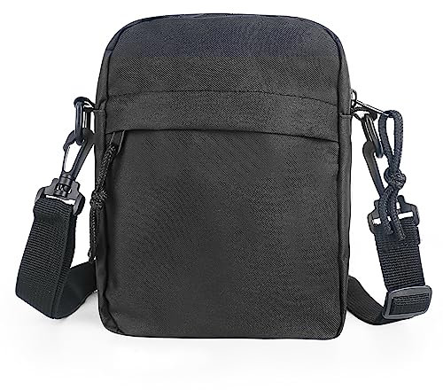 smtfcty Umhängetasche Schultertasche Messenger Bag Schultertasche für Herren Kuriertasche aus Nylon, Messenger Bag für Tägliches Leben Reise,20 cm Schwarz
