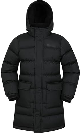 Mountain Warehouse Longline Wasserabweisende Wattierte Kinderjacke – Reißverschlusstaschen, Abnehmbare Kapuze, Jungen und Mädchen – Ideal für Herbst, Camping, Reisen