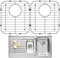 BAODBF - Juego de 2 rejillas para fregadero de cocina, 304 protectores de fregadero de acero inoxidable, doble cuenco, fregadero inferior, rejilla con una esquina R50 (2 piezas, poros 34 x 30