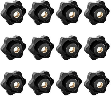 JJWNMLL 12PCS Vis de serrage bouton étoile M8-diamètre extérieur 38 boulons de pouce de remplacement étoile bouton à main de serrage, poignée noire
