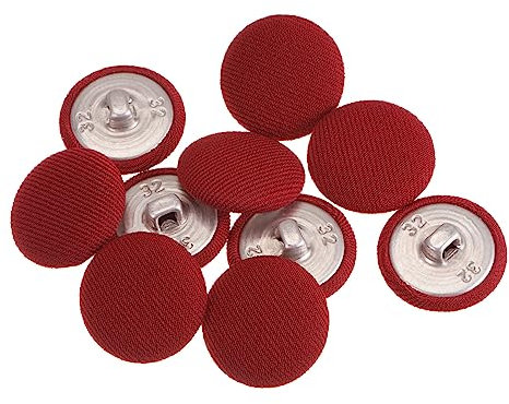 sourcing map 10 Stück 20 mm Knöpfe Rot mit Stoffüberzug, Vintage Stoffknöpfe Bezogen Nähknöpfe Runde Retro Bastelknöpfe Metallschaft für Mantel Strickjacke Anzüge Kleider Blusen
