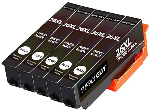 Supply Guy 5 Druckerpatronen kompatibel mit Epson 26XL / 26 XL Fotoschwarz für Expression Premium XP510 XP520 XP600 XP605 XP610 XP615 XP620 XP625 XP700 XP710 XP720 XP800 XP810 XP820