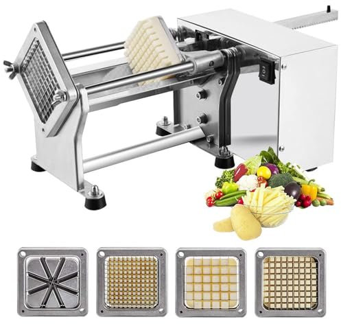 ZYJIX Coupe-Frites électrique avec 6mm 9mm 13mm Et Lame à 8 Coins Coupe-Frites Machine Coupe-Pommes De Terre électrique en Acier Inoxydable