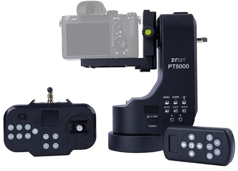 ZIFON PT-5000 - Stabilizzatore video telecomandato, girevole, portata 5 kg, rotazione continua a 360° per fotocamere mirrorless e registrazioni video telefoniche.