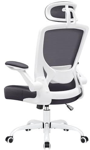 KERDOM Bürostuhl Schreibtischstuhl Ergonomisch, Chefsessel mit Verstellbarer Kopfstütze, Armlehnen, Drehstuhl Wippfunktion bis 135° Bürostuhl 150 kg Dunkelgrau