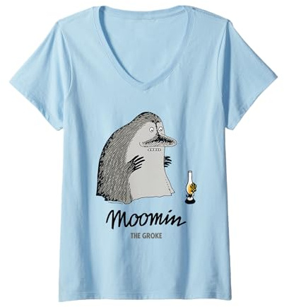 Damen Mumin The Groke mit Lampe T-Shirt mit V-Ausschnitt