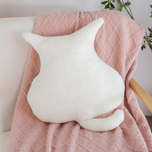 champracer Kuschelkissen Kinder Sternkissen, roba Kuschelkissen in Wolken Form,Wolkenkissen,Baby Kissen Wolke Deko,Weiche Flauschige Sternform Zierkissen Sofakissen,Weiches Dekokissen (Katze 40 cm)