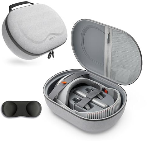 Syntech Hartschalen-Tragetasche für Apple Vision Pro und Zubehör, VR-Gaming-Headset-Tasche mit Linsenabdeckung, perfekte Passform, geeignet für Reisen und Aufbewahrung zu Hause, grau