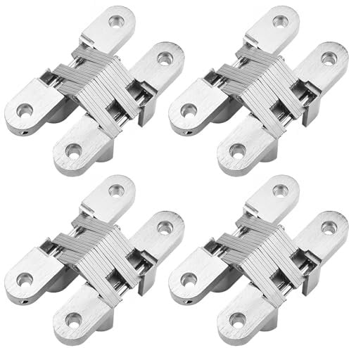 QWORK® 4 Pack Bisagra Ocultada, Invisible Bisagra Para Puerta Plegable Muebles 95mm, Soporte De Carga: 40 kg