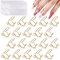 20PCS Wudu Adjustable Detachable Fingernail Rings with 240 Nail Adhesive, Reusable Metal Finger Rings for Nail Art Decoration (Gold)
