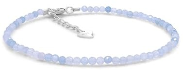 Aquamarin Armband aus 925 Silber Edelmetall facettiert 2mm Schmuck Natürlich Schön Monatsstein März