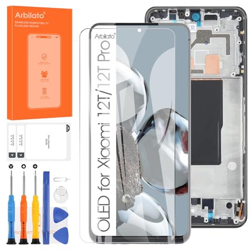 OLED für Xiaomi 12T / 12T Pro 5G LCD Display – Ersatz für Xiaomi 12T LCD Touchscreen 22071212AG 22081212G für Xiaomi 12T Pro 5G LCD Display Digitizer Glas montiert mit Rahmen