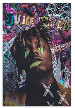 LLINJR Juice Wrld Poster (6) Leinwand Poster Schlafzimmer Dekor Landschaft Büro Zimmer Dekor Geschenk 30 x 45 cm