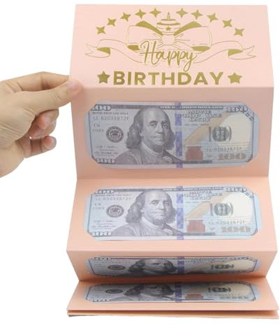 Geburtstags-Geldhalter, Grußkarten, Geburtstag, faltbare Urlaubs-Spardose, kreatives Gadget-Brieftasche für Kinder und Erwachsene, Geburtstags-Feierzubehör