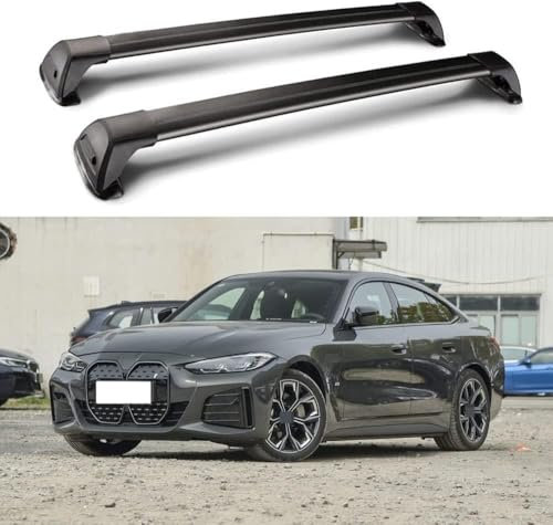 Teptal Dachträger für BMW i4 Gran Coupe 2022 2023 2024, 2-teilig Gepäckablage Car Zubehör Seitenstangen Schienen Dachreling Dachträger,B/Black