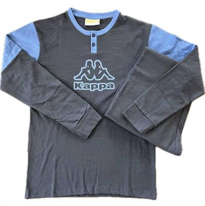 Kappa Pigiama Uomo in Cotone Caldo - XXL, Grigio/Celeste