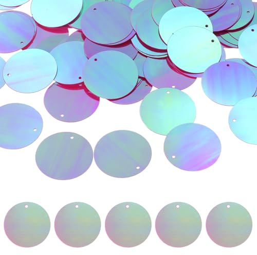 QUARKZMAN 150 Stück Flache Runde Pailletten, 30mm/1,2 Zoll Große Pailletten für Bastelharz Gradient AB Rose Rote Lose Pailletten mit Löchern für DIY-Basteln Nähen Stickerei Kleidung
