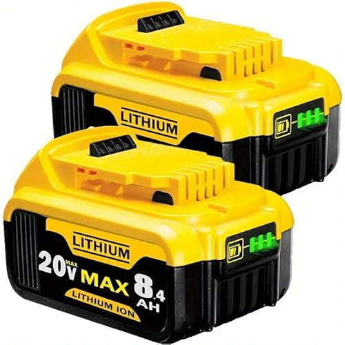 ZahoTse Lot de 2 batteries de rechange pour Dewalt 20 V max, 8400 mAh, compatible avec DCB205 DCB206 DCB200 DCB203 DCB201 DCB204 Batterie au lithium Dewalt 20 V (8400 mAh)