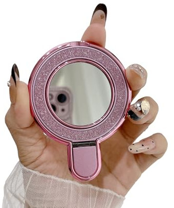 Dzxin Phone Ring Holder, Phone Stand Holder Built-in Mirror Adjustable Phone Grip Phone Accessories for Girl Women(Pink)