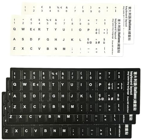 Confezione da 5 adesivi tastiera italiani per tastiere standard, adesivi italiani con lettere bianche per tastiera del computer portatile, tastiera, 3 neri 2 bianchi